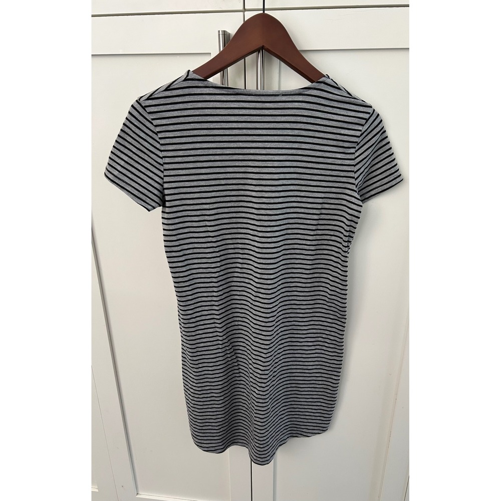 Ripe Striped T-Shirt Dress tunic  Casual Everyday Comfy Black Gray S‎
